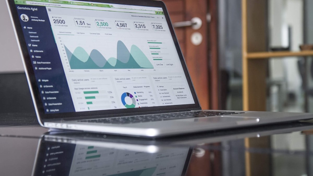 Digital performance metrics dashboard showing B2B conversion rate optimisation analytics in UK commercial agency - VYDexa Technologies