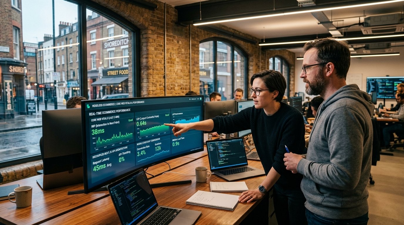Modern London digital commerce engineering studio analyzing headless commerce Core Web Vitals performance - VYDexa Technologies